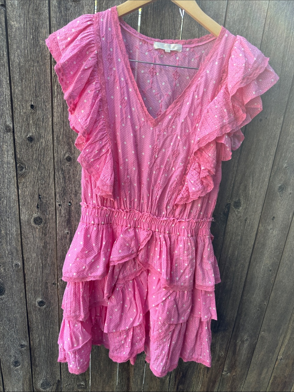 Love shack Fancy Pink Ruffle Tiered Dress